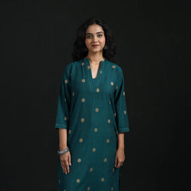 Hand embroidery straight cotton jacquard kurta for women 06