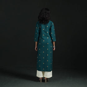 Hand embroidery straight cotton jacquard kurta for women 06