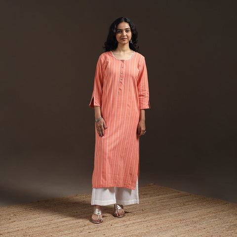 Hand embroidery straight cotton jacquard kurta for women 11