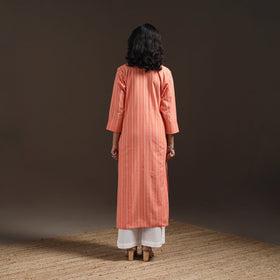 Hand embroidery straight cotton jacquard kurta for women 11