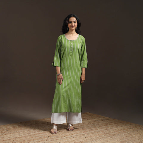 Hand embroidery straight cotton jacquard kurta for women 12
