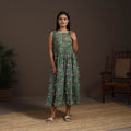 Green - hand flared sanganeri dress 15 - handcrafted