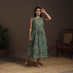 Green - hand flared sanganeri dress 15 - handcrafted