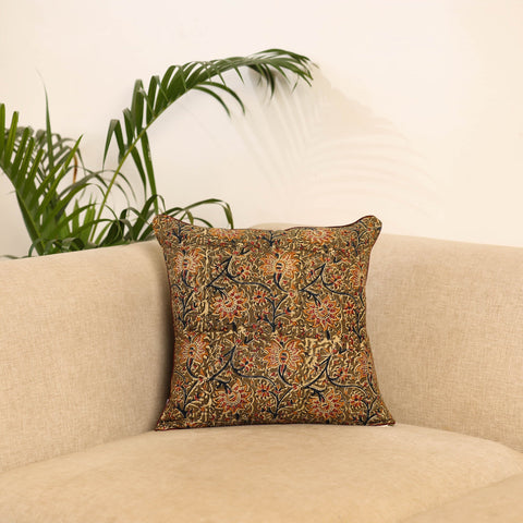 Green - hand kalamkari cushion cover 22 - handcrafted