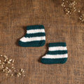 Green - hand knitted woollen socks for kids (6-12 months)