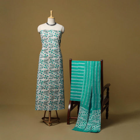 Hand kutch batik cotton 3pc unstitched dress material 03