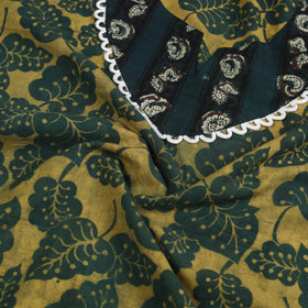 Buy Green Hand Block Print Patchwork Cotton Kurta Material
