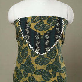 Buy Green Hand Block Print Patchwork Cotton Kurta Material