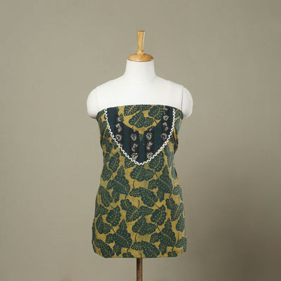 Buy Green Hand Block Print Patchwork Cotton Kurta Material