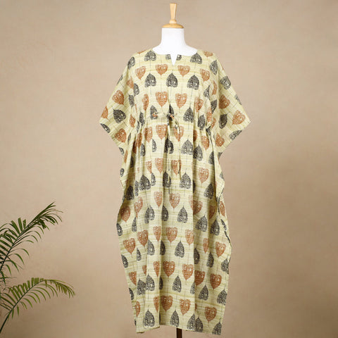 Buy Hand Block Printed Cotton Kaftan with Tie-Up Waist l iTokri.com