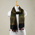  Ajrakh Hand Block Printed Mashru Silk Stole with Tassels 