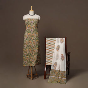 Hand sanganeri cotton 3pc unstitched dress material 14