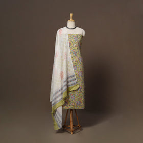 Hand sanganeri cotton 3pc unstitched dress material 24