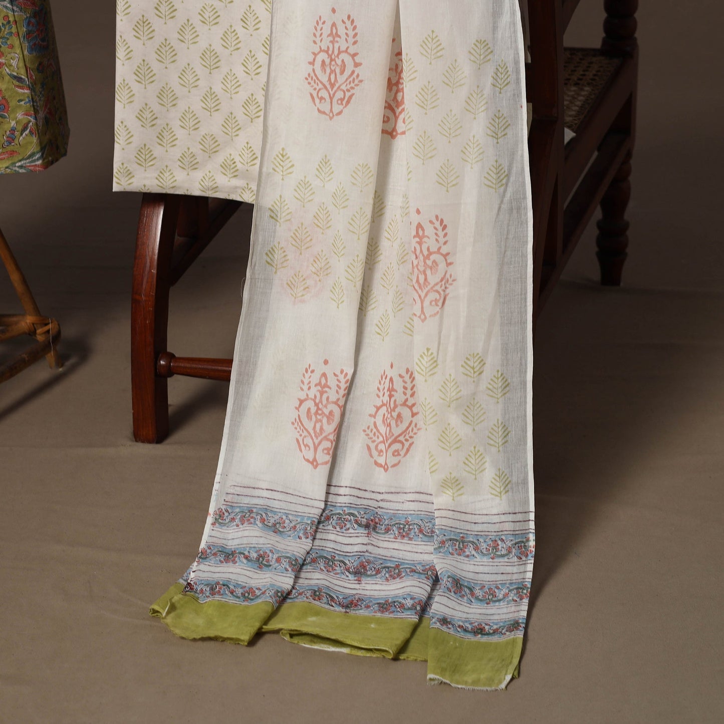 Hand sanganeri cotton 3pc unstitched dress material 24
