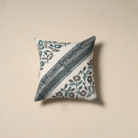 Hand sanganeri floral cushion cover 05 - handcrafted