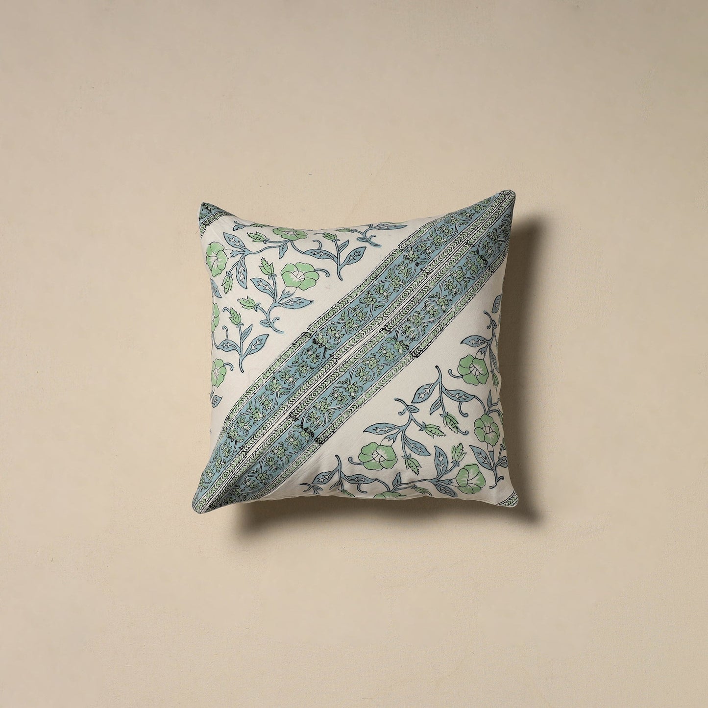 Hand sanganeri floral cushion cover 12 - handcrafted