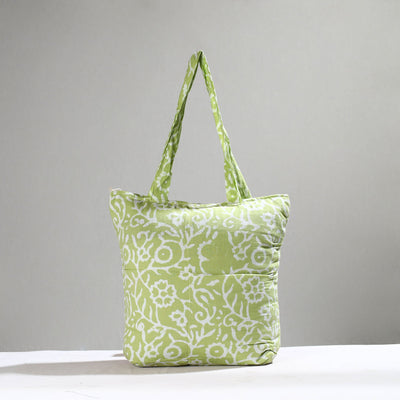 Green Handcrafted Batik Printed Cotton Hand Bag 01