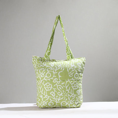 Green Handcrafted Batik Printed Cotton Hand Bag 01