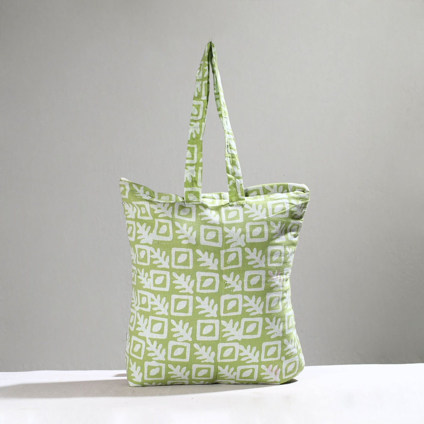 Green Handcrafted Batik Printed Cotton Hand Bag 01