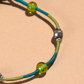 Green Handcrafted Bead & Thread Work Patwa Anklet