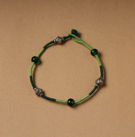 Green - handcrafted bead & thread work patwa anklet 90