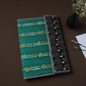 Green Handcrafted Bengal Kantha Work File Folder
