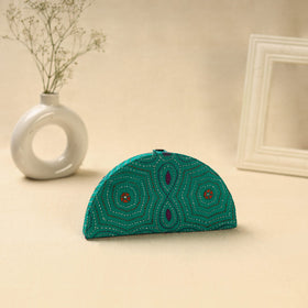 Green Handcrafted Bengal Kantha Work Jewelry Box