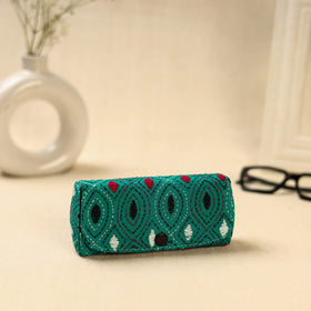 Green Handcrafted Bengal Kantha Work Spectacle Case