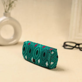 Green Handcrafted Bengal Kantha Work Spectacle Case