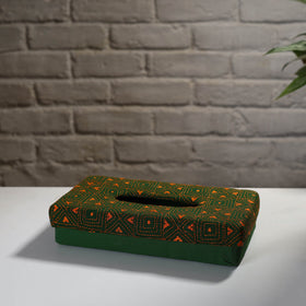 Green Handcrafted Bengal Kantha Work Tissue Box 