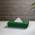Green Handcrafted Bengal Kantha Work Tissue Box