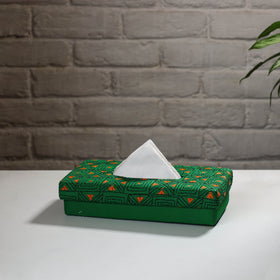 Green Handcrafted Bengal Kantha Work Tissue Box