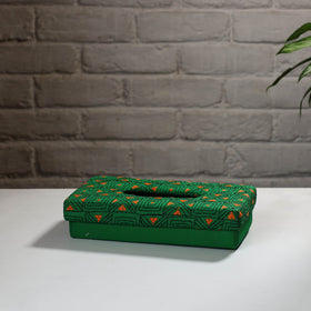 Green Handcrafted Bengal Kantha Work Tissue Box