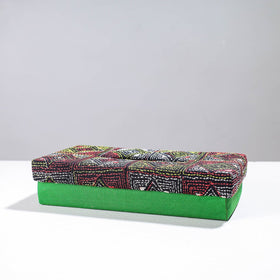  Green Handcrafted Bengal Kantha Work Tissue Box 
