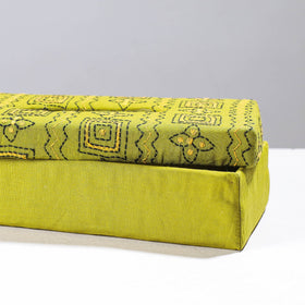 Green Handcrafted Bengal Kantha Work Tissue Box