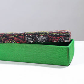 Green Handcrafted Bengal Kantha Work Tissue Box 