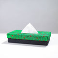 Green Handcrafted Bengal Kantha Work Tissue Box 