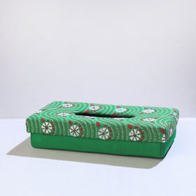 Green Handcrafted Bengal Kantha Work Tissue Box