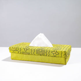 Green Handcrafted Bengal Kantha Work Tissue Box