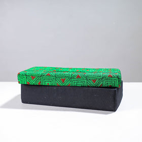 Green Handcrafted Bengal Kantha Work Tissue Box 