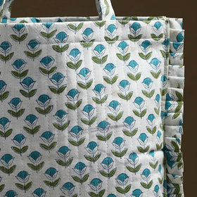 Green - handcrafted cotton frill jhola bag 06