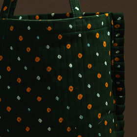 Green - handcrafted cotton frill jhola bag 23