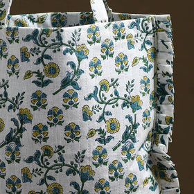 Green - handcrafted cotton frill jhola bag 30