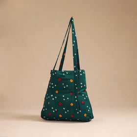 Green - handcrafted cotton jhola bag 05