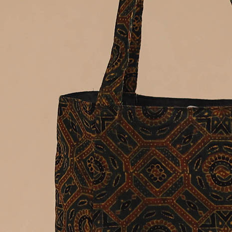 Green - handcrafted cotton jhola bag 06