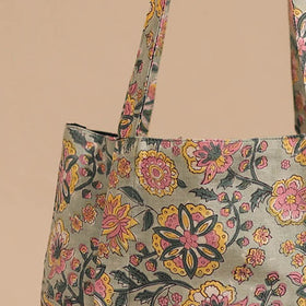 Green - handcrafted cotton jhola bag 11