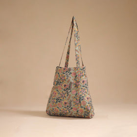 Green - handcrafted cotton jhola bag 11