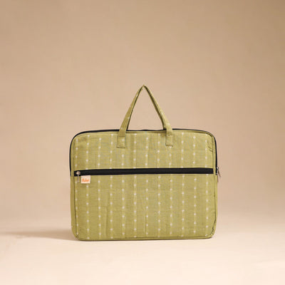 Green - handcrafted cotton quilted laptop bag 01