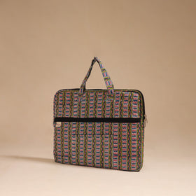 Green - handcrafted cotton quilted laptop bag 17