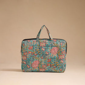 Green - handcrafted cotton quilted laptop bag 18
